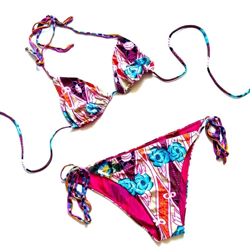 Missoni Mare Two Piece Pink Floral Sequin Bikini 40/S